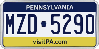 PA license plate MZD5290