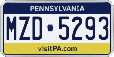 PA license plate MZD5293