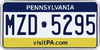 PA license plate MZD5295