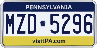 PA license plate MZD5296