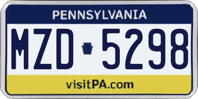PA license plate MZD5298