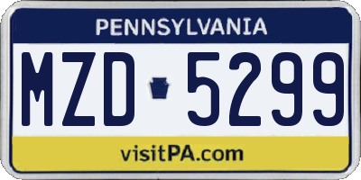 PA license plate MZD5299