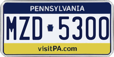 PA license plate MZD5300