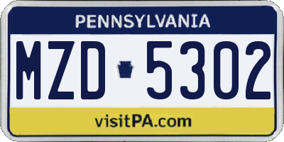 PA license plate MZD5302