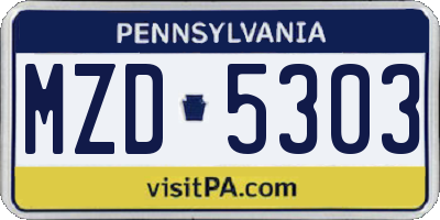 PA license plate MZD5303