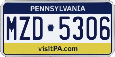 PA license plate MZD5306
