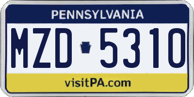 PA license plate MZD5310