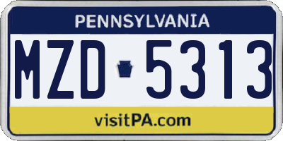 PA license plate MZD5313