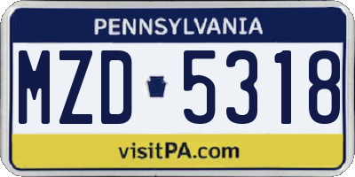 PA license plate MZD5318