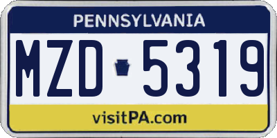 PA license plate MZD5319