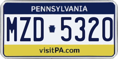 PA license plate MZD5320