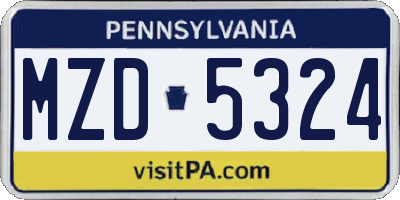 PA license plate MZD5324