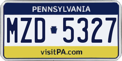 PA license plate MZD5327