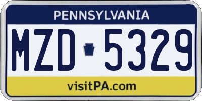 PA license plate MZD5329