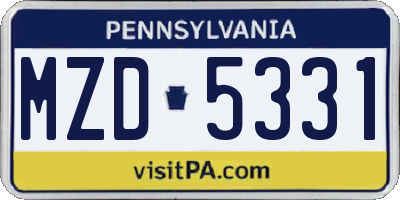 PA license plate MZD5331