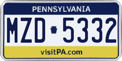 PA license plate MZD5332