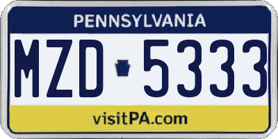 PA license plate MZD5333