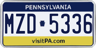 PA license plate MZD5336