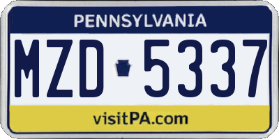 PA license plate MZD5337