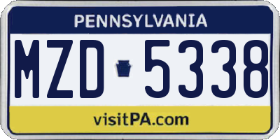 PA license plate MZD5338