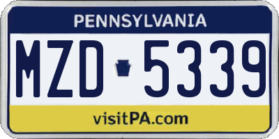 PA license plate MZD5339