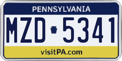 PA license plate MZD5341