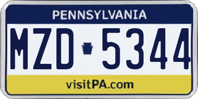 PA license plate MZD5344
