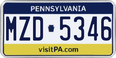 PA license plate MZD5346