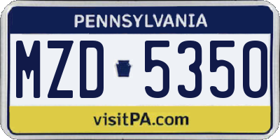PA license plate MZD5350