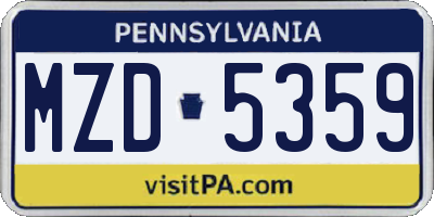 PA license plate MZD5359