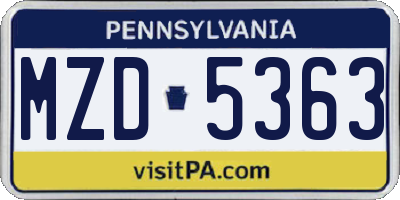 PA license plate MZD5363