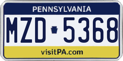 PA license plate MZD5368
