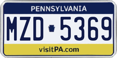 PA license plate MZD5369