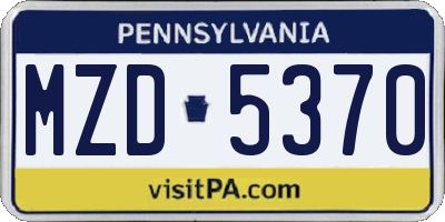 PA license plate MZD5370