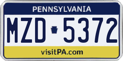 PA license plate MZD5372