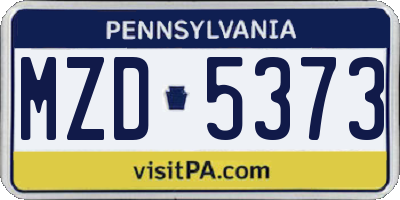 PA license plate MZD5373
