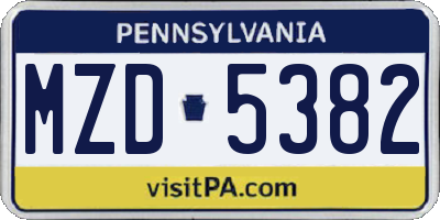 PA license plate MZD5382