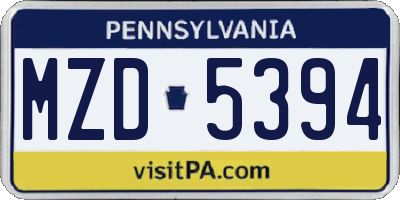 PA license plate MZD5394