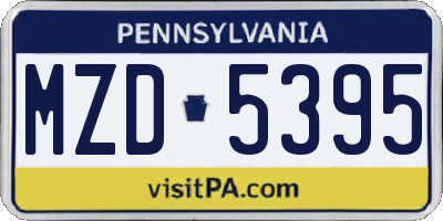 PA license plate MZD5395