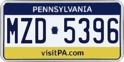 PA license plate MZD5396