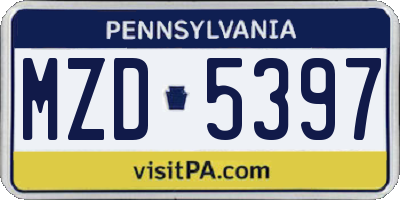 PA license plate MZD5397