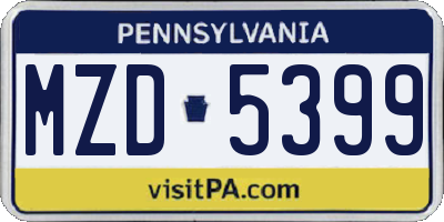 PA license plate MZD5399