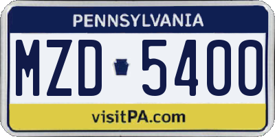 PA license plate MZD5400