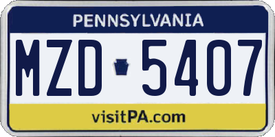 PA license plate MZD5407
