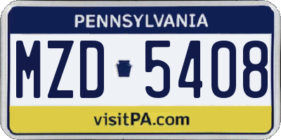 PA license plate MZD5408