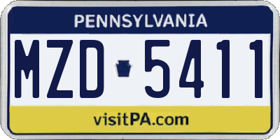 PA license plate MZD5411
