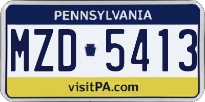PA license plate MZD5413