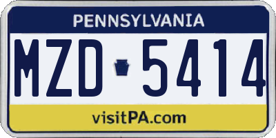 PA license plate MZD5414