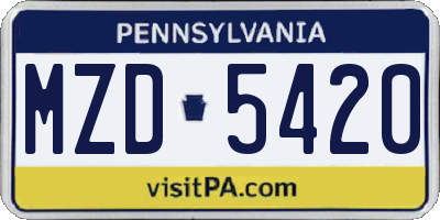 PA license plate MZD5420