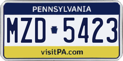 PA license plate MZD5423